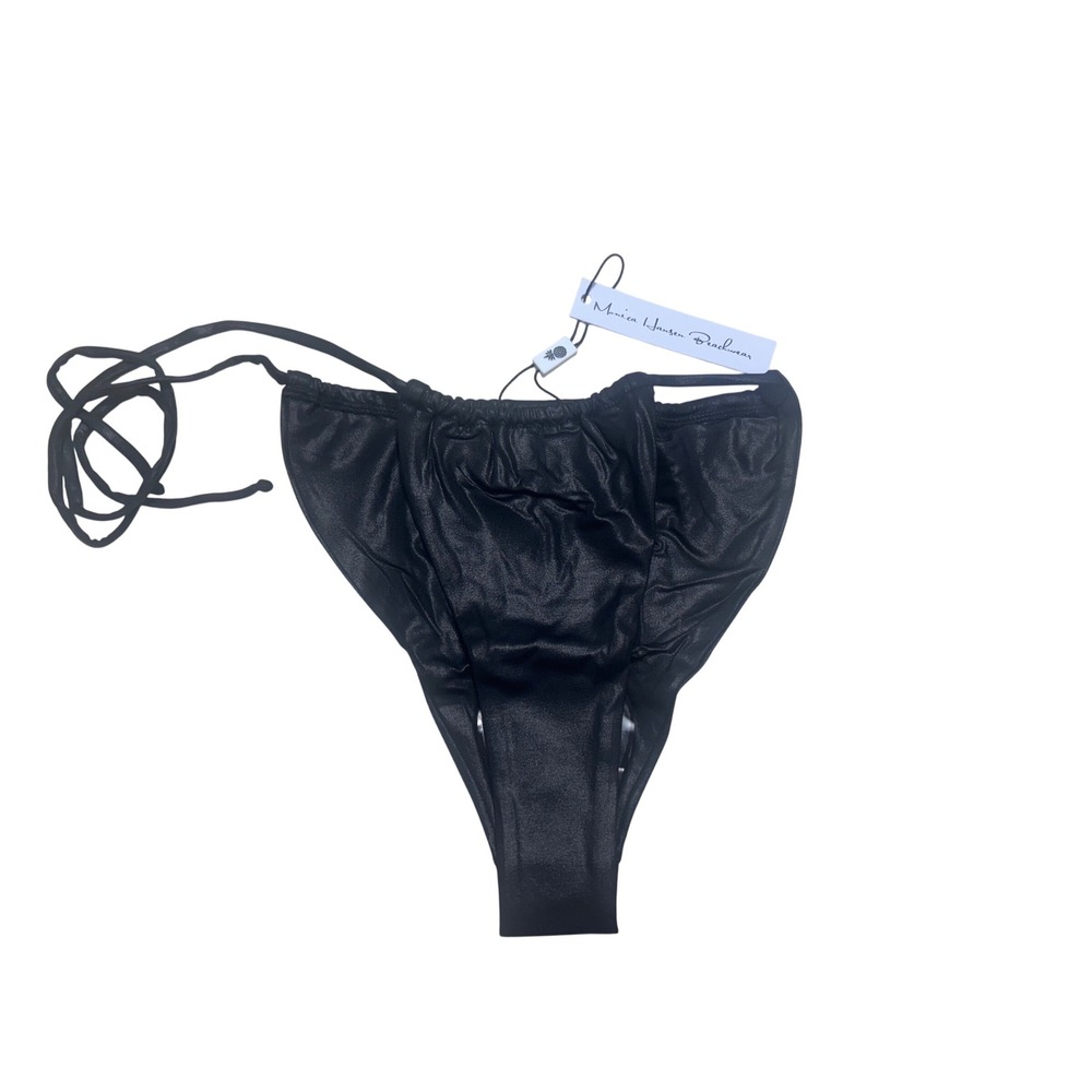 Monica Hansen Beachwear NWT Bikini Bottom Black Metallic Size Small